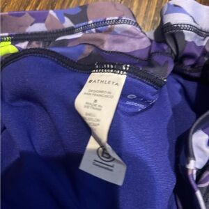 Athleta Camouflage Purple and Blue shorts with liner